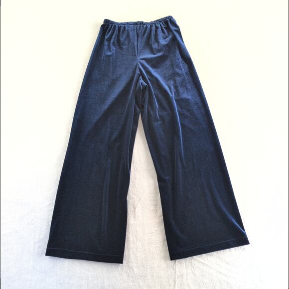 VTG SWAT Velvet Wide Leg Lounge Pants Women's Med Royal Blue Made In USA - Picture 7 of 7